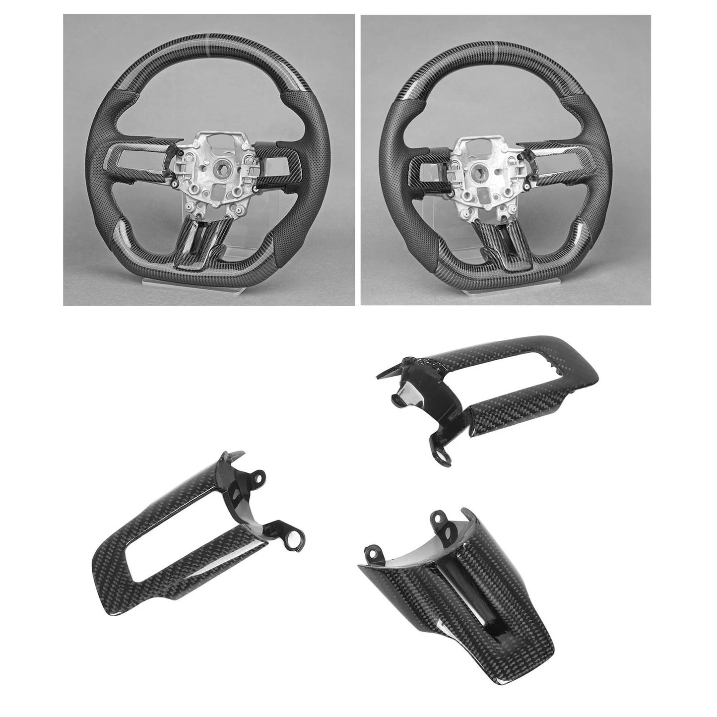 Full Carbon Fiber Replacement Steering Wheel Trim - Ford Mustang 2015‑2023